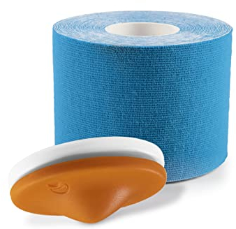 TRIGGin Triggerknopf inkl. blauem Physio-Tape | Verspannungen & umliegende Faszien geschmeidig machen Durchblutung fördern | Wiederverwendbar [Made in Germany]