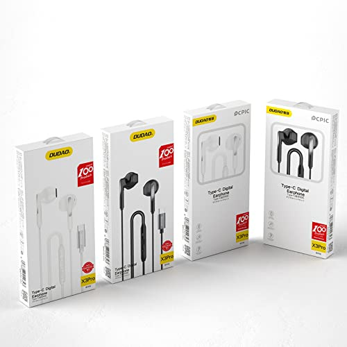 DUDAO X3PRO USB-C-Kopfhörer mit Mikrofon, HiFi-Stereo-Sound, Inline-Steuerung, weiches PVC, kompatibel mit iPad Mini 6, iPad Pro, Galaxy S20, S20+, S20, Ultra Pixel 3 und Tablet, Weiß