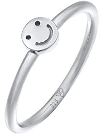 Elli Ring Damen mit Smiling Face Trend Pinky Ring in 925 Sterling Silber