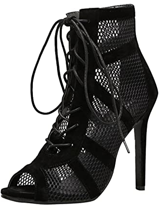 Mesh Heels Boots Sandals Women High Shoes Lace - Up Fashion Women's Boots Stivali Tacco 12 Sexy