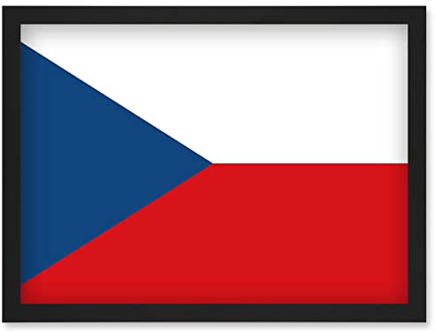 Artery8 Czechia National Flag Patriotic Vexillology World Flags Country Region Poster Artwork Framed Wall Art Print A4