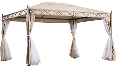 Gazebo da esterno 3x4 mt in acciaio e poliestere con zanzariera perimetrale Joseline