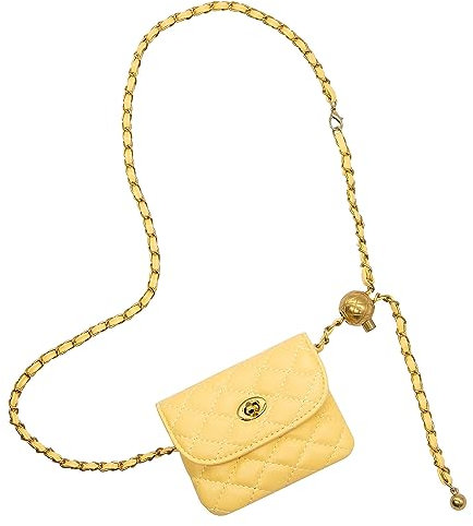 YAMEIZE Handtasche Damen Klein Umhängetasche Schultertasche Leder Crossbody mit Verstellbarem Gürtel Kette Gesteppt Mädchen Reisen