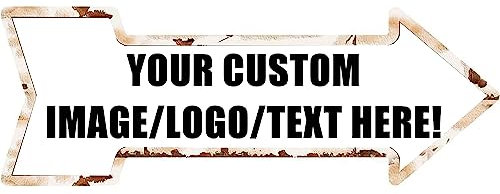 Panneaux personnalisés avec votre propre image/logo/texte - Style vintage - Pour mur ou extérieur - Décoration d'intérieur - Cadeau d'affaires - Flèche - 45,7 x 16,3 cm