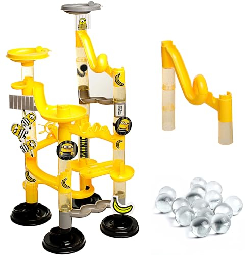 alles-meine.de GmbH 52 Teile - XL Murmelbahn Set/Kugelbahn - Minnion - ich einfach unverbesserlich - Bausatz - aus Kunststoff - Plastik - Sandkasten - Innen & Außen - Glasmur..