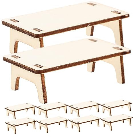 NUOBESTY 10 Piezas Accesorios De Jardín De Hadas Librero Mesa De Té En Mini Mesa De Centro De La Casa Cuchillas para Desbrozadora Mesa De Comedor Juguetes De Madera Mesa De Trabajo Familiar