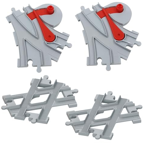 Bausteine Zug Schienen Set, Spielzeug Eisenbahnschienen,bestehend aus Cross Track Gerade, Kurven Schienen, kompatibel mit dem Marktführer ab 2 Jahren (4PCS)
