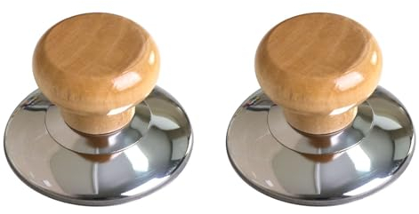2Pcs Convenient Wood Pot Lid Knob Anti-Scalding Round Cookware Replacement Handles Durable Reusable Wood Pot Lid Top Replacement for Oil Pans Kettles