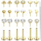 Adramata Helix Piercings Chirurgenstahl Nasenpiercing Stecker Gewindeloses Einstecken Lippenpiercing Labret Piercing Set Medusa Piercing CZ Nasenstecker Piercing Ohr Conch Tragus Piercing Gold/Silber