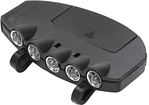 Mini manos LED con clip en la luz de la gorra, luz para sombrero, linterna frontal con clip portátil de 5 LED para caza, camping, pesca, correr, ciclismo, linterna con tapa