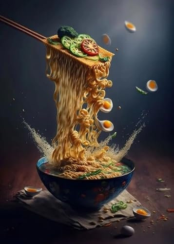 SHUYINGHENGXIE Lebensmittel Ramen Nudeln Poster und Drucke Leinwand Malerei Moderne Wandkunst Bild für Restaurant Dekoration Kein Rahmen-B_40x50cm