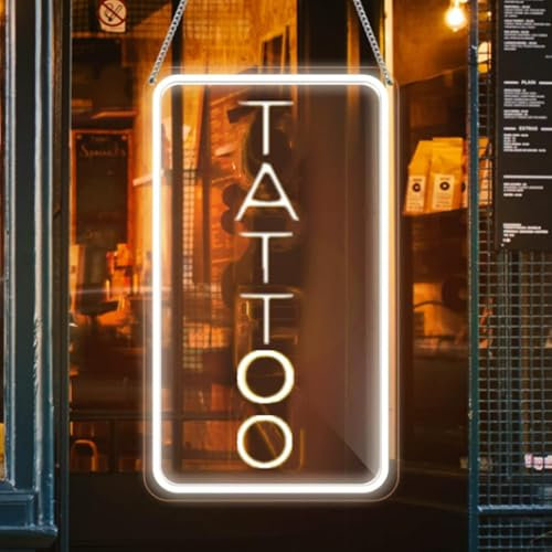 Luce al neon per tatuaggi, a LED, per negozio di tatuaggi, decorazione per porte e pareti, riutilizzabile e dimmerabile, regalo per gli amanti dei tatuaggi, cartello aperto per negozio di tatuaggi,