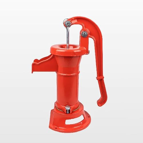 Schwengelpumpe Antike Handbrunnen-Krugpumpe für Springbrunnen, Hochwertige Flachbrunnen-Strahlpumpe aus Gusseisen mit Ergonomischem Griff, Manuelle Druckerhöhungs-Saugpumpe für Grundwasser(Red)