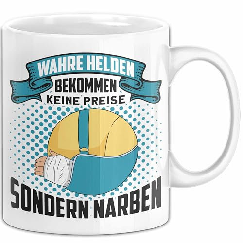 Armbruch Tasse Gute Besserung Gebrochener Arm Geschenk Lustig Verletzt (Weiß)