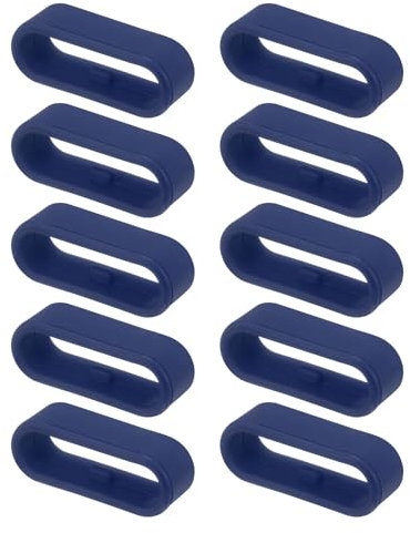 sourcing map 10Pcs Watch Band Strap Loops Silicone Replacement Fastener Rings Silicone Watch Holder Keeper for 18mm Width Watch Band, Midnight Blue