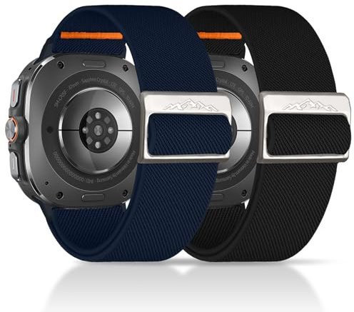 chinbersky 2 Pezzi Cinturino in Nylon Elastico Compatibile con Samsung Galaxy Watch Ultra 47mm (2024), Tessuto Regolabile Estensibile Sport Cinturino di ricambio per Galaxy Watch Ultra