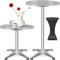 KESSER® 2in1 Stehtisch Bistrotisch 1er Set | Aluminium Edelstahlplatte | höhenverstellbar 70cm / 115cm | Partytisch Tisch Ø 80cm | Rund | In- & Outdoor | Empfangstisch | Inkl. Husse | Silber