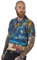 Joe Browns Men's Beach Mosaic Print Short Sleeve Revere Collar Shirt Button, Blue, XL