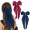 NiceYnn Lot de 2 Pinces à Cheveux Grand Noeud Papillon avec Ruban Epingles Barrette de Cheveux en Satin pour Femme Fille Anniversaire Coiffure Décor Queue de Cheval #A Rouge/Bleu Marine