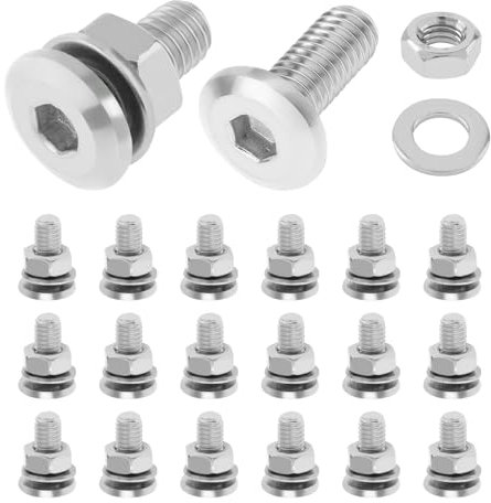 Smgda 20 Sets M6 x 15mm Flat Head Socket Cap Screws Countersunk Bolts with Nuts, Washers and Allen Wrench, 304 Stainless Steel Bright Finish Hex Socket Bolt (M6*15mm)
