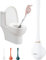Silicone Toilet Brush, Silicone Toilet Wand Bowl Brush and Holder Cleaning Set, Long Handle Scrubber Brushes, Wall Mounted Rubber Bathroom Toilet Scrubber Bowl Cleaner Brushes with Dispenser (White)
