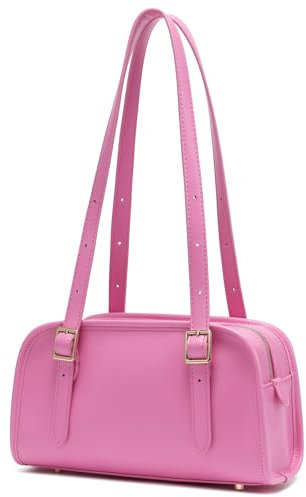 Keyli Swing Zip Shoulder Bag Fashion Purses for Women, Leather Shoulder Handbag Top-Handle Hobo Bags with Adjustable Strap, Pink