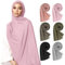 HQEUZ 6 Stück Hijab Kopftücher für Damen, Langer Schal, Leichte Muslimische Kopfbedeckung Jersey Stoff, Weiches Hijab Tuch, Modernes Kopftuch Set für Frauen (6 Farben-B)
