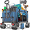 KESSER® Bollerwagen GTR9000 Handwagen 200Kg | 200L Stauraum Transportwagen faltbar extra breite 360° Räder & Feststell-Bremsen Wetterbeständig Strandwagen inkl Abdeckung, Seitentasche & Getränkehalter