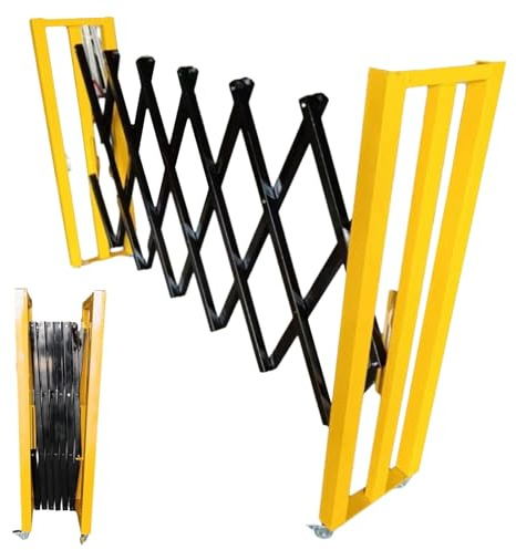 OWOHYG Expandable Mobile Barricade Heavy Duty Retractable Barrier Fence, Mobile Safety Industrial Outdoor Barricade Stanchions, Iron Telescopic Gate for Traffic/Crowd Control (1.2mx2m/3.9ftx6.6ft)