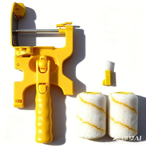 Rouleau de Peinture avec Poignée Universelle, Brosse à Rouleaux de Rechange, pour Plafond et Murs, Coupe-Bord