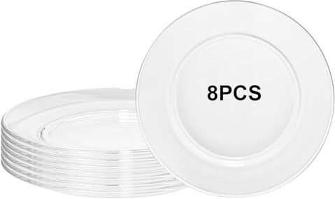 PYVYLO Glass Salad Plates Set of 8,Clear 7.5'' Glass Dessert Plates for Cake,Snacks
