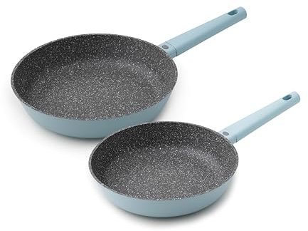 MasterClass Lot de 2 Poêles à Frire Légères en Fonte d'Aluminium sans Pfa avec Revêtement Durable, Fond à Induction, Passe au Four, au Lave-Vaisselle, 28 cm et 24 cm