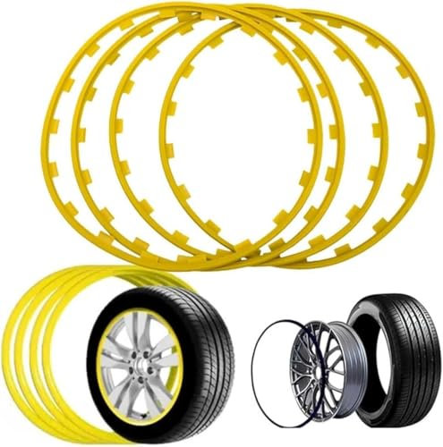 SSCOR 4 Stück Radkantenschutzring für BMW Hatchback E36 E46,Felgen Felgenschutz mit Anti-Kratz und Bordsteinschutz Auto-Zierleisten Set,D/Yellow-21 inches