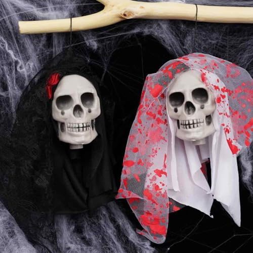 Umiin Hängende Halloween-Dekoration Gespenster, Totenkopfknochen, Zombie-Bräute für Gothic Hallows Eve, Innendekoration, Partyzubehör, festliches Ornament, Skelett für Spukhaus