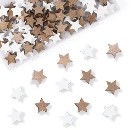 COLOFALLA 100 Stücke Weihnachten Konfetti Sterne Konfetti Holzkonfetti Klein Weiß Braun Stern Streudeko Holz für Weihnachten Tischdeko zum Basteln Holzstern DIY für Geschenke Karten Geburtstag deko