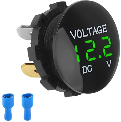 DC 24V 12V LED Digital Voltmeter for Car, 5-48V Range, Waterproof Voltage Monitor with Green Light Display Panel, Gauge Meter Battery Tester for Vehicle Truck Camper Motorcycle Boat Marine ATV UTV