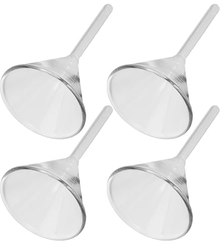 ELAYARD 4 Stück Glasfülltrichter 60mm Transparenter Laborglas Trichter mit Kurzem Stiel für Kerosin Öllampen Wissenschaftlicher Flüssigkeitstrichter für Laborfiltration