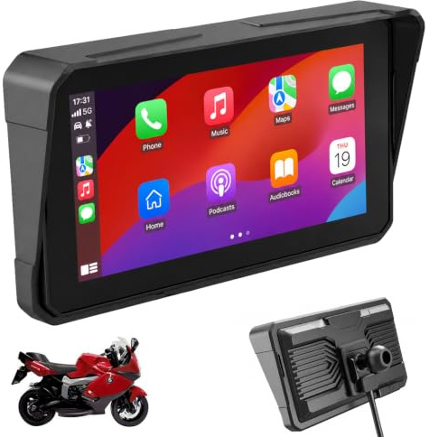Sunweyer Carplay Moto - Pantalla Moto 6 Pulgadas Android Auto Inalámbrico | Car Play para Pantalla Carplay Moto 6 Pulgadas Extraíble | Navegador GPS Moto, Más Grande que 5 Pulgadas