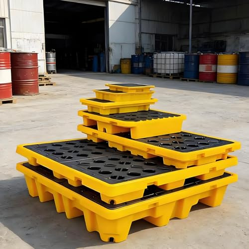 Palés industriales, Bandeja de contención de derrames - Palé Modular de Alta Resistencia para la prevención de Fugas - para Tanques de Aceite y líquidos