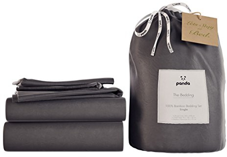 Panda® 100% Bamboo UK Single Complete Bedding Set, Urban Grey | Duvet Cover, Fitted Sheet, Pillow Case | Soft, Breathable, Hypoallergenic | Luxury High Thread Count | Moisture-Wicking