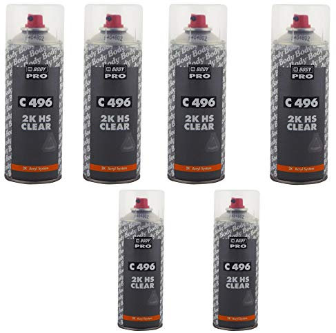 HB Body 2 x Aerosol Professional 2K Clear Car Lacquer 400ml Clearcoat Fast Drying Crystal Clear High Gloss Finsih Highly Durable