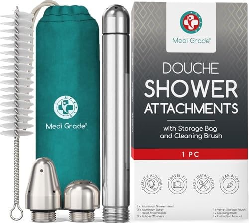 Medi Grade Einlauf Duschkopf Set - 3-teiliges Einlaufset für Intimreinigung mit Duschkopf - Unisex Duschsystem - Männer/Frau - Dusche -Set Zubehör Inklusive Samter Tragetasche