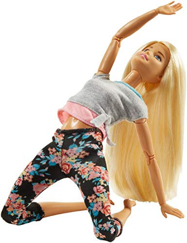 Barbie Made to Move poupée articulée Fitness Ultra Flexible Blonde, Legging à Fleurs Roses et 22 Points d'articulations, Jouet pour Enfant, FTG81 Multicolore