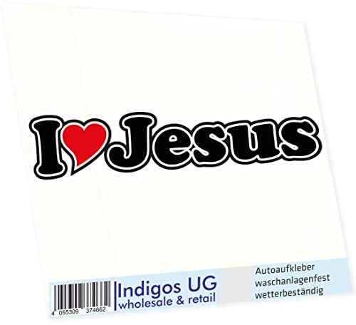 INDIGOS UG - Aufkleber - Autoaufkleber I Love Heart - Ich Liebe mit Herz 15 cm - I Love Jesus - Auto LKW Truck - Sticker mit Namen vom Mann Frau Kind