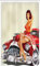 ABAKUHAUS Pin up Schmaler Duschvorhang, Klassisches Retro-Auto Art, Badezimmer Deko Set aus Stoff mit Haken, 120 x 180 cm, Mehrfarbig
