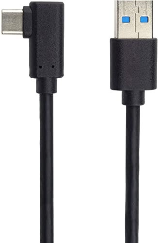 PremiumCord Cable de Conexión USB 3.2 Gen 1, Cable de Datos Superspeed Hasta 5Gbit/s, Cable de Carga Hasta 2A, Potencia 40W, USB Tipo A Macho a USB Tipo C Macho Curvado 90°, Color Negro, Longitud 1m
