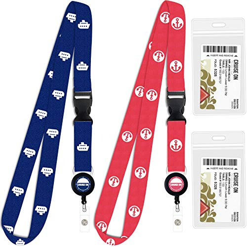 Cruise Lanyard for Ship Cards | 2 Pack with ID Holder, Key Card Retractable Badge & Waterproof