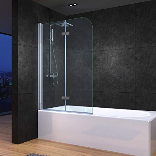 IMPTS 100x140cm Duschwand für Badewanne 2 teilig Faltbar Faltwand Aufsatz 180° Duschabtrennung mit 6mm Nano Easy Clean Glas