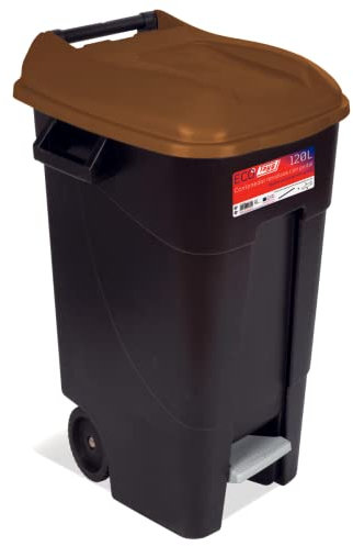 Tayg EcoTayg - Contenedor de residuos 120 litros con pedal, base negra y tapa marrón