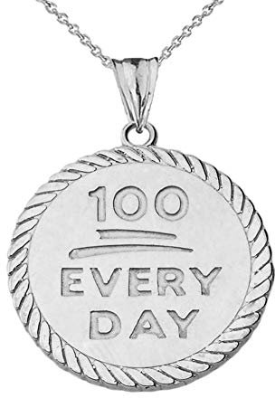Little Treasures 100 Every Day†Seil Disc Anhänger Halskette in Sterling Silber 925 (Verfügbare Kettenlänge 40cm - 45cm - 50cm - 55cm)